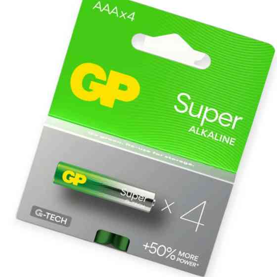 Батарейка AAA лужна 1.5V мініпальчик GP Super G-Tech Alkaline 4шт блістер Мукачево