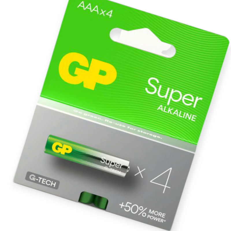 Батарейка AAA лужна 1.5V мініпальчик GP Super G-Tech Alkaline 4шт блістер Мукачево - фото 1