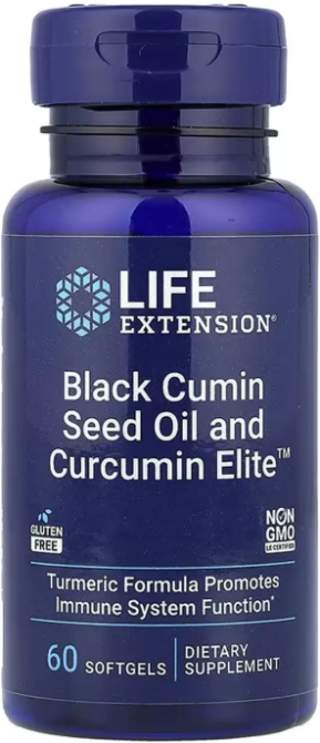 Олія чорного кмину Life Extension Black Cumin Seed Oil and Curcumin Elite 60 гел капс Київ - фото 1