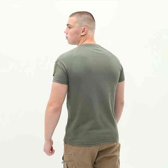 Футболка мужская с коротким рукавом тактическая, с липучками на рукавах для военных Оливковый L Каменец-Подольский
