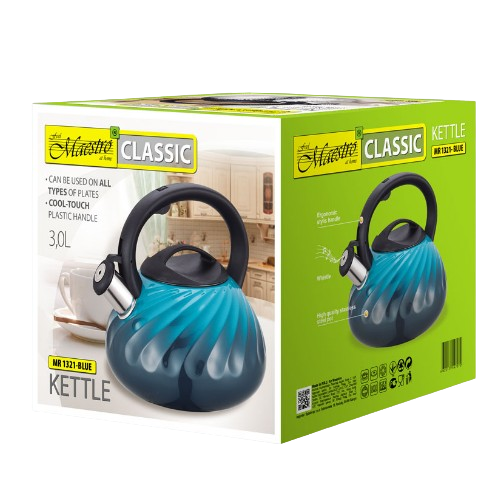 Чайник 3л металевий блакитний MR-1321-Blue Maestro Житомир