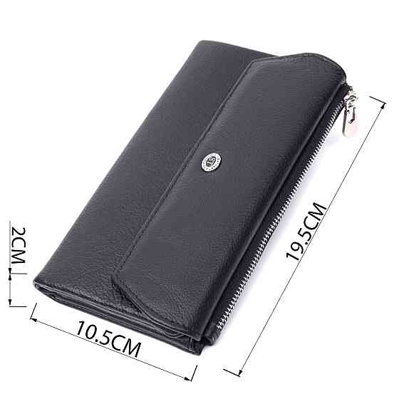 Жіноче портмоне з блоком для карт з натуральної шкіри ST Leather 22698 Чорний Київ