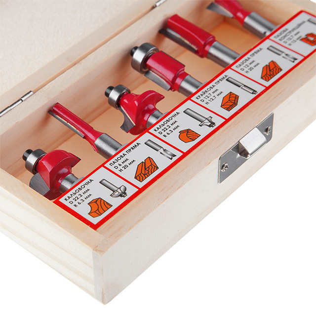 Набір фрез кінцевих по деревині, 6 шт. INTERTOOL HT-0072 Киев - изображение 3