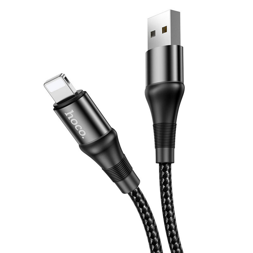 Кабель HOCO X50 USB to iP 2.4A, 1m, nylon, aluminum connectors, Black Київ - фото 1