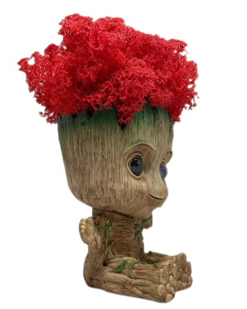 Горщик Грут Groot G8 Малюк з квіткою + стабілізований мох (Червоний) Вінниця