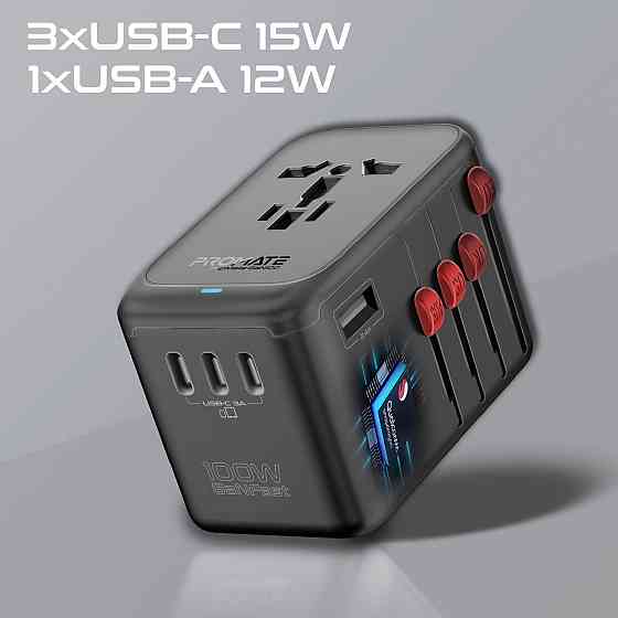 Зарядний пристрій Promate TripMate-GaN100 100 W Black ( Чорний ) Харьков