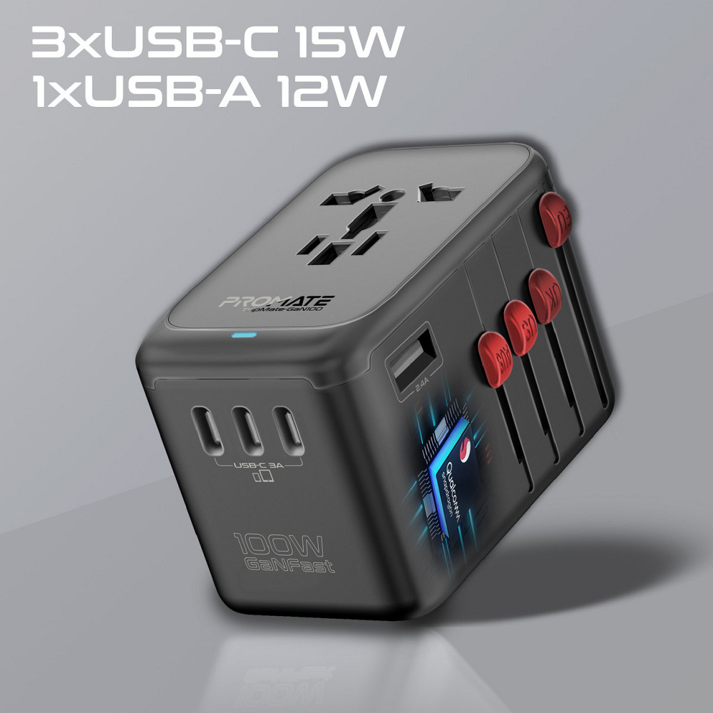 Зарядний пристрій Promate TripMate-GaN100 100 W Black ( Чорний ) Харьков - изображение 6
