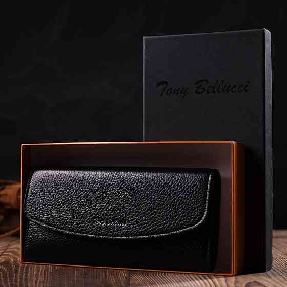 Классический женский кошелек с монетницей на молнии из натуральной кожи Tony Bellucci 21966 Черный Киев