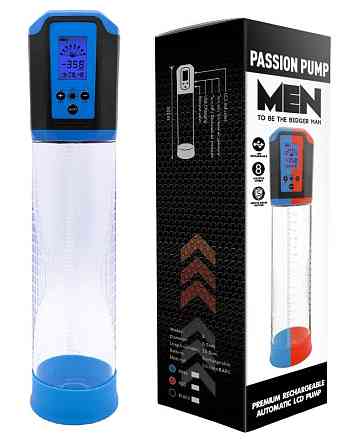 Автоматична вакуумна помпа із зарядкою від USB та LCD дисплеєм CANWIN Passion Pump Men Blue - P648AU Sex Aura Київ