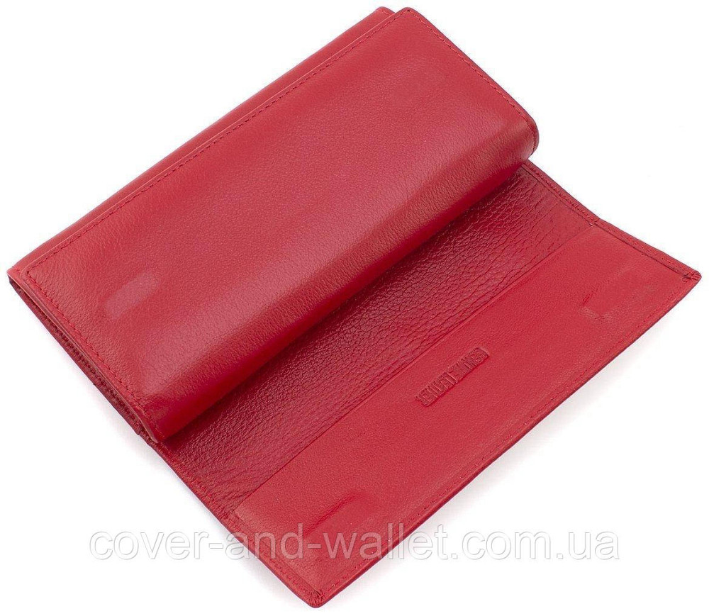 Удобный вместительный женский кожаный кошелек красного цвета ST 9-103 Киев - изображение 4