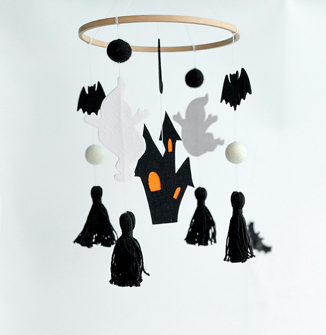 Дитячий музичний мобіль на ліжечко для немовлят WooolyWool «Хеловін» з 35 мелодіями Київ - фото 8