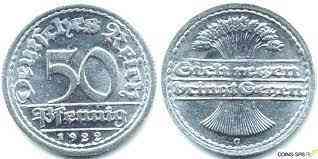 Монета 50 пфеннігів 1922 «G» Німеччина Веймарська республіка. Полтава