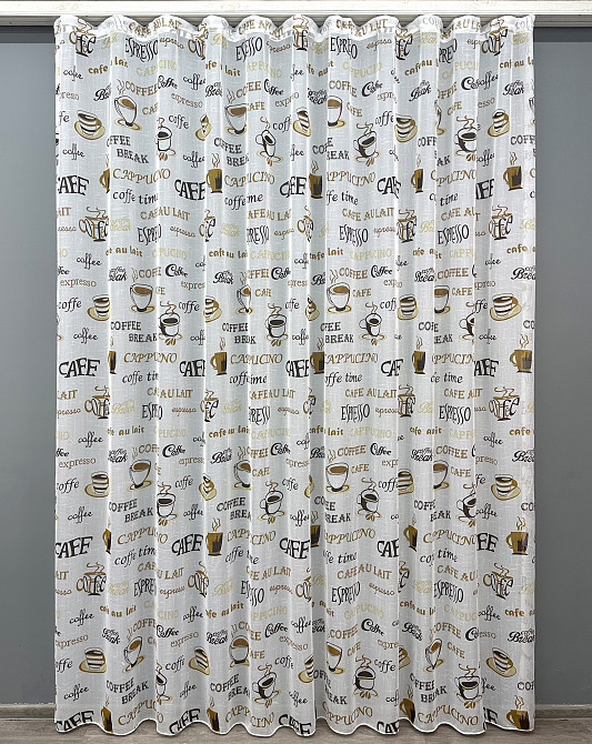 Тюль VR-Textil 1858т Лен Белый с коричневым 300х270 см (42-0810) Киев - изображение 2