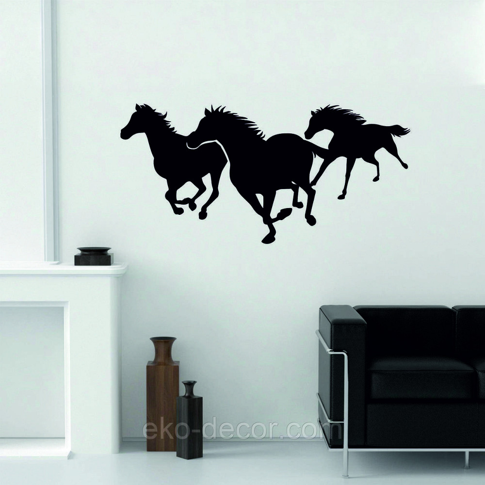 Декоративное настенное Панно «Лошади 3» Декор на стену 90*45 см, Черный Киев - изображение 2