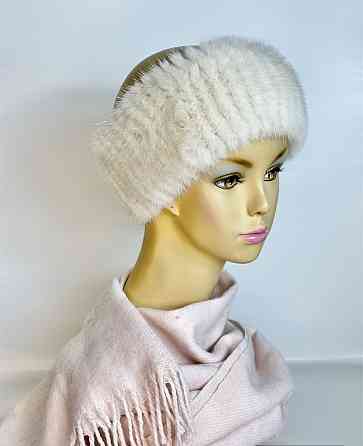 Норковая повязка на голову женская Молочный Харьков