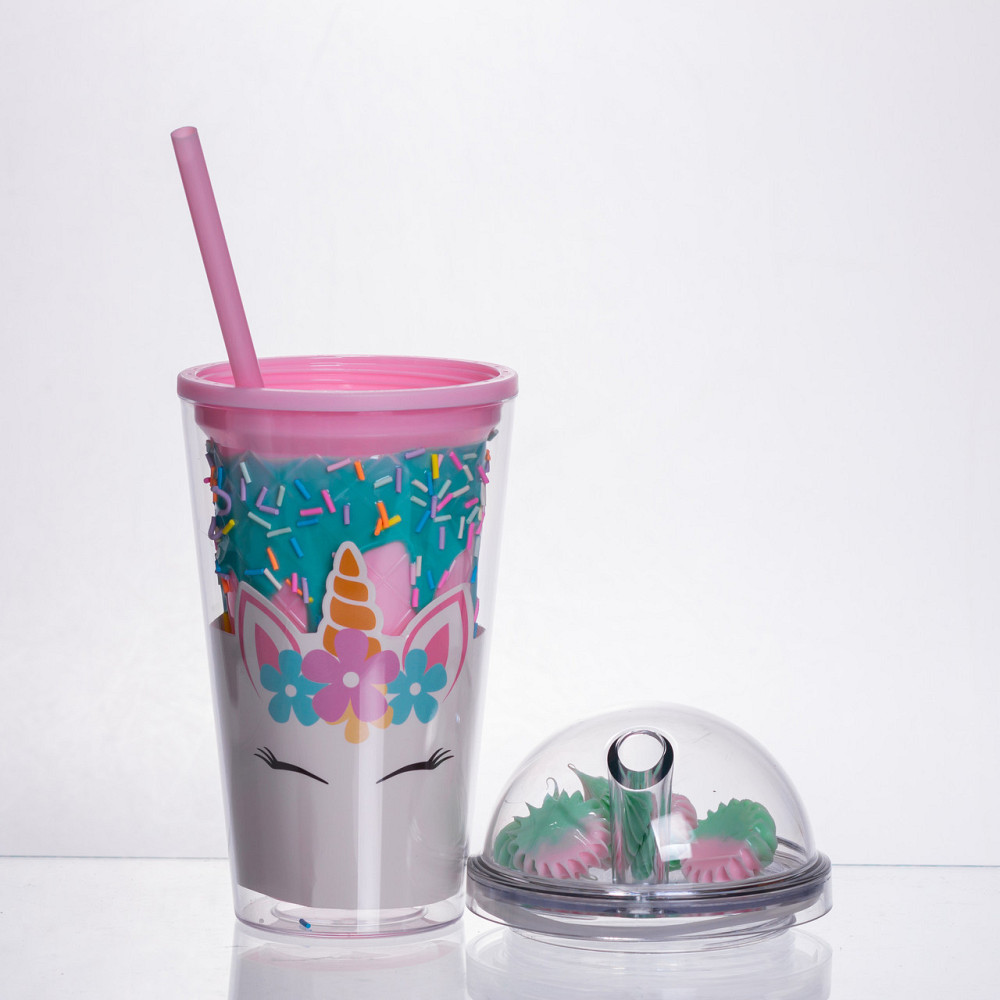Пластиковий стакан з трубочкою і кришкою 400 мл багаторазовий HP-18-1TUP Київ - фото 3