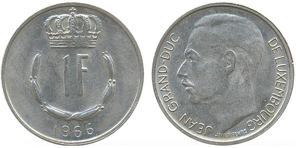Монета 1 франк. 1966 год, Люксембург. Полтава - изображение 1