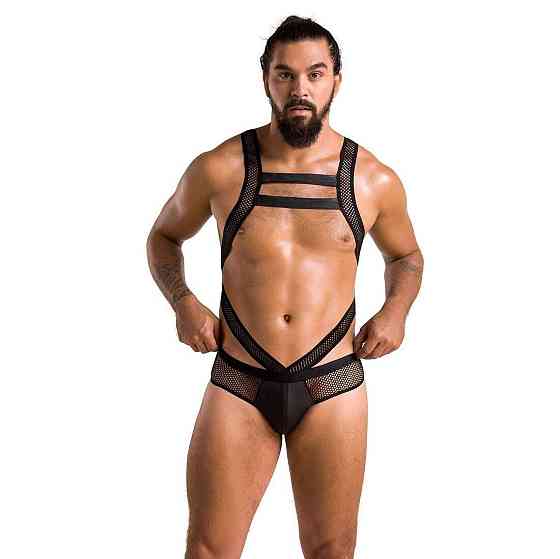 Мужское эротическое сетчатое боди Passion 045 VICTOR XXL/XXXL Black, экокожа, сетка Sex Aura Киев
