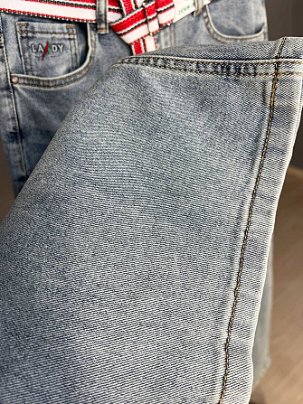 Джинси жіночі Lady 0132 wide leg palazzo jeans широкі стрейчові висока посадка ремінь блакитні, блак Одеса - фото 8