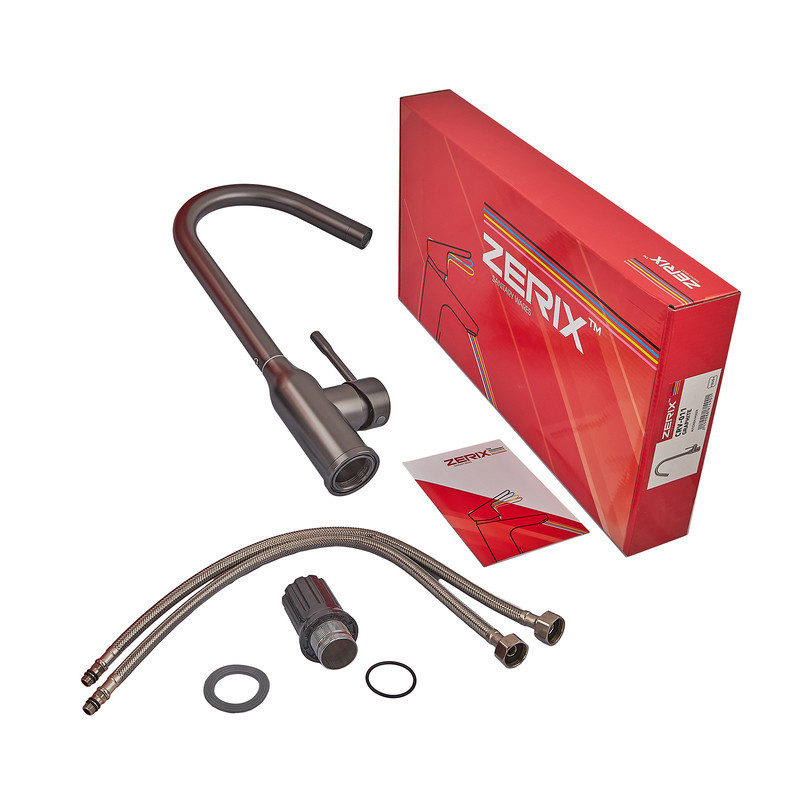 Кухонный смеситель ZERIX CRV-011 GRAPHITE из нержавеющей стали цвет графит ZX6149 Харьков - изображение 3