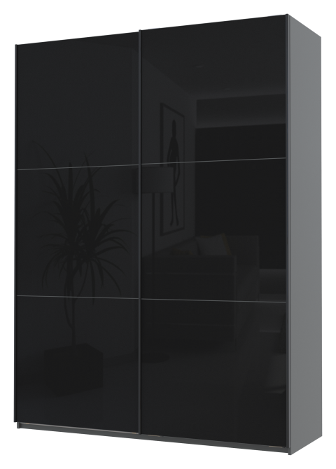 Шафа-купе двохдверна Doros G-Caiser 180х60х240 см Графіт/2 Чорних скла (DRS-011030) Дніпро - фото 2