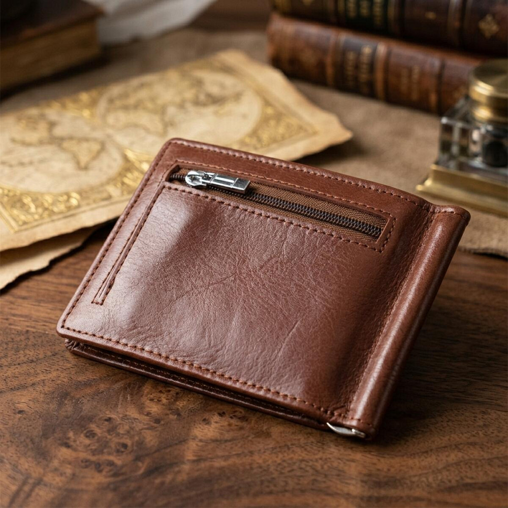 Удобный зажим для денег из натуральной гладкой кожи ST Leather 19427 Коричневый Киев - изображение 14