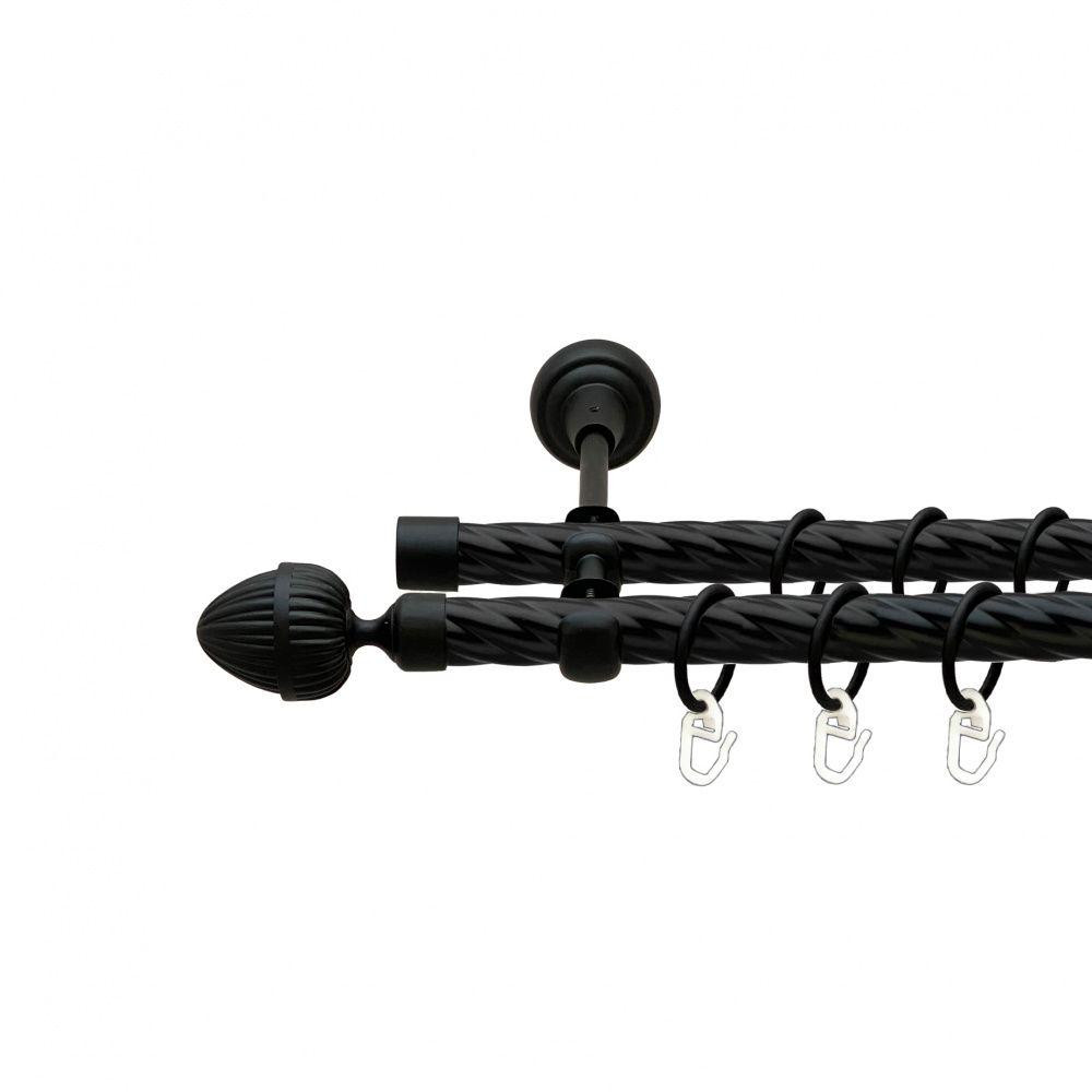 Карниз Orvit Одеон металевий дворядний відкритий скручена труба кільце металеве Чорний Оксамит 19\19 мм 160 см (00-00007031) Львів - фото 1