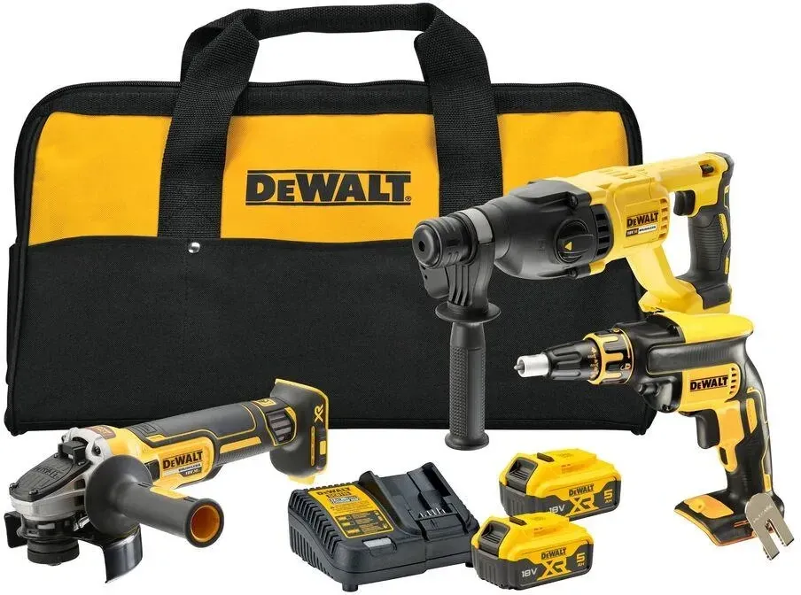 DeWalt DCK304P2-QW akumulatorowy 3-narzędziowy zestaw Combo 18V 2x5,0Ah Li-Ion (DCH133+DCG405+DCF620) w torbie Київ - фото 1
