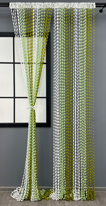 Штори-нитки "Шиніл" з люрексом Білий з оливково-м'ятним 300х300см 1 шт (61-098) Київ - фото 2