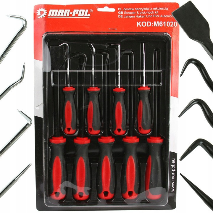 Профессиональный Набор крючков разных типов с ручкой 9 элементов Mar-Pol (M61020) Нововолынск - изображение 1