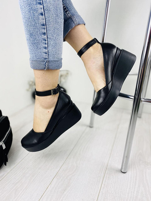 Туфлі жіночі Т-лето чорні шкіра натуральна платформа 2/7 см 39 р. (2732) Коломия - фото 4