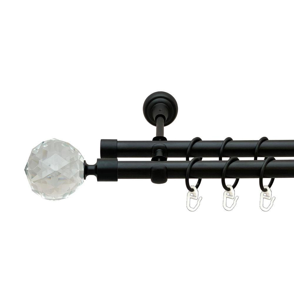 Карниз Orvit Люміера металевий дворядний відкритий гладка труба кільце металеве Чорний Оксамит 19\19 мм 200 см (00-00016181) Львів - фото 1