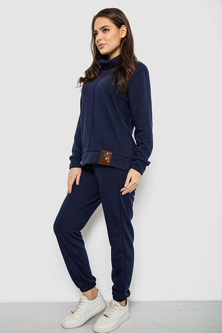 Синий женский костюм из ангоры свободного кроя, мягкий с карманами, цвет синий, размер M (46) Лубны - изображение 9