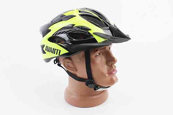 Шолом велосипедний M (54-57 см) знімний козирок, 18 вент. отворів, чорно-зелений AVHM-02 Київ