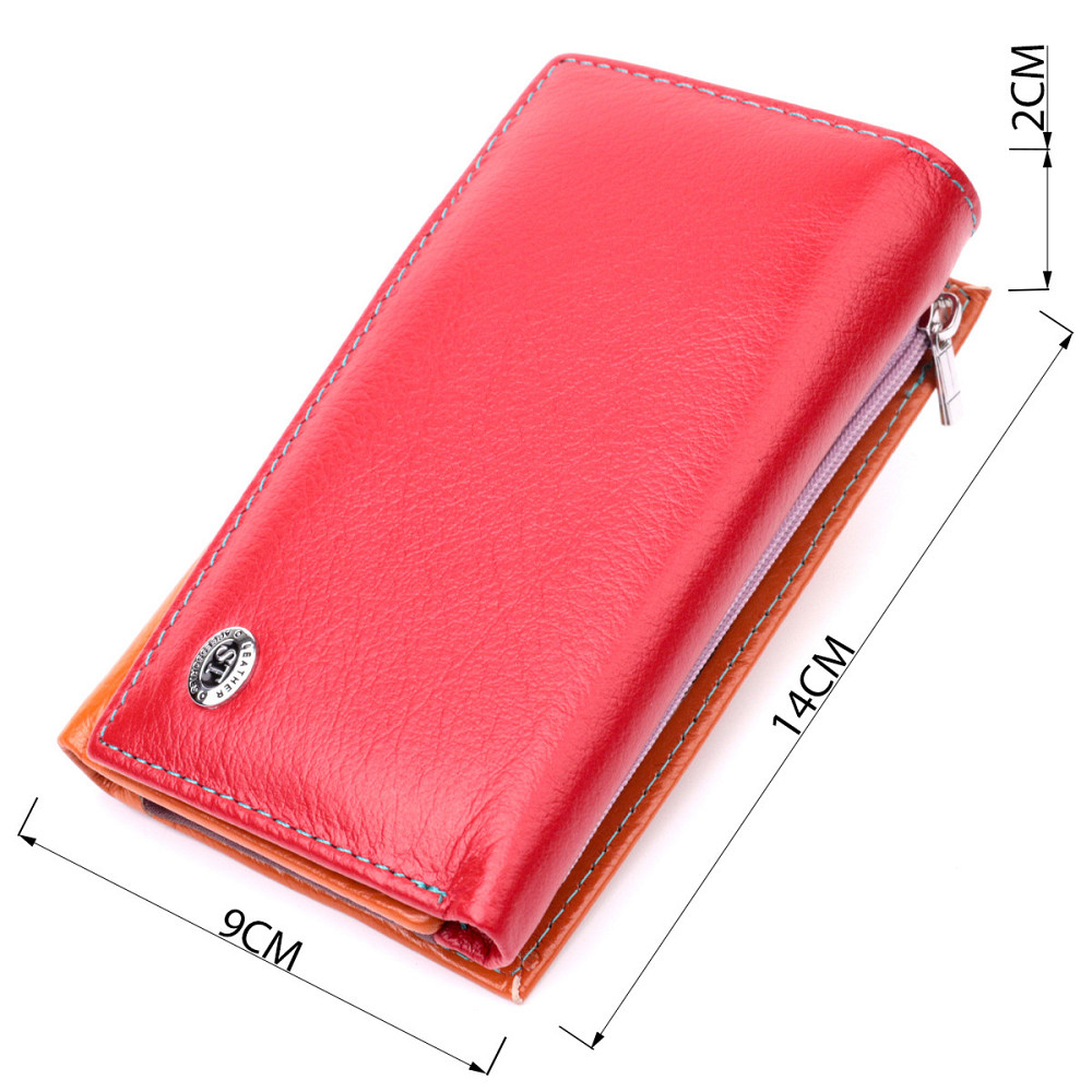 Шкіряний гаманець в три складання для жінок ST Leather 19442 Різнокольоровий Київ - фото 8