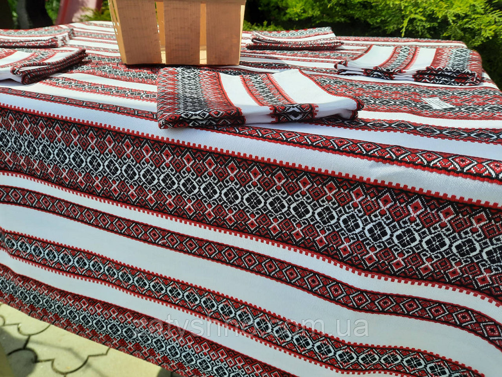 Вышитая скатерть на хлопке красная Киев - изображение 6