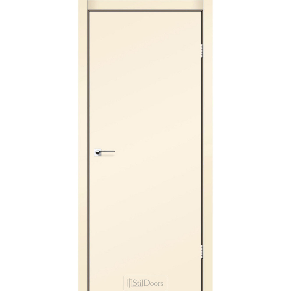 Міжкімнатні двері StilDors (СтілДорс) SIMPLI - LOFT 01 Бежевий супермат Renolit з чорним склом 600х2000 мм Київ - фото 2