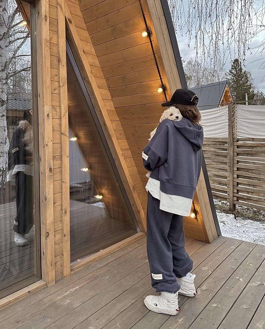 Жіночий стильний костюм з імітацією футболки, тринитка на флісі Графіт Одеса - фото 3