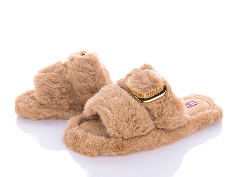 Жіночі капці домашні відкриті носки Бежевий мех Одеса - фото 5