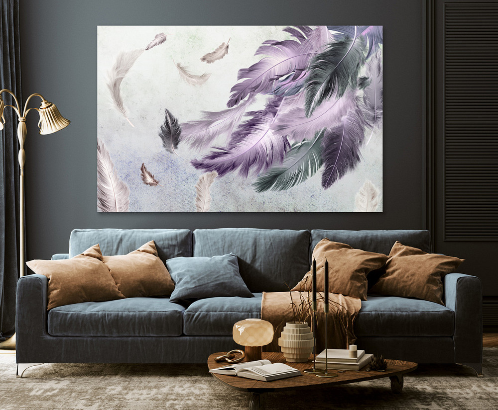Картина полотно у вітальню / спальню   Абстракція Пір'я     MLP_253 ( 60х30см ) 70x140 см Київ - фото 3