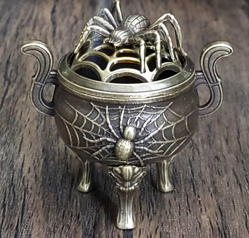 Кадильниця з павуком бронзова, підставка для пахощів, тримач для конусних ароматичних паличок, декор готичний Київ - фото 1