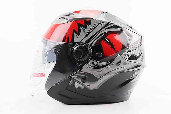 Шолом відкритий+відкидні окуляри BLD-708 S (55-56см), ЧОРНО-ЧЕРВОНИЙ "Raptor" Киев