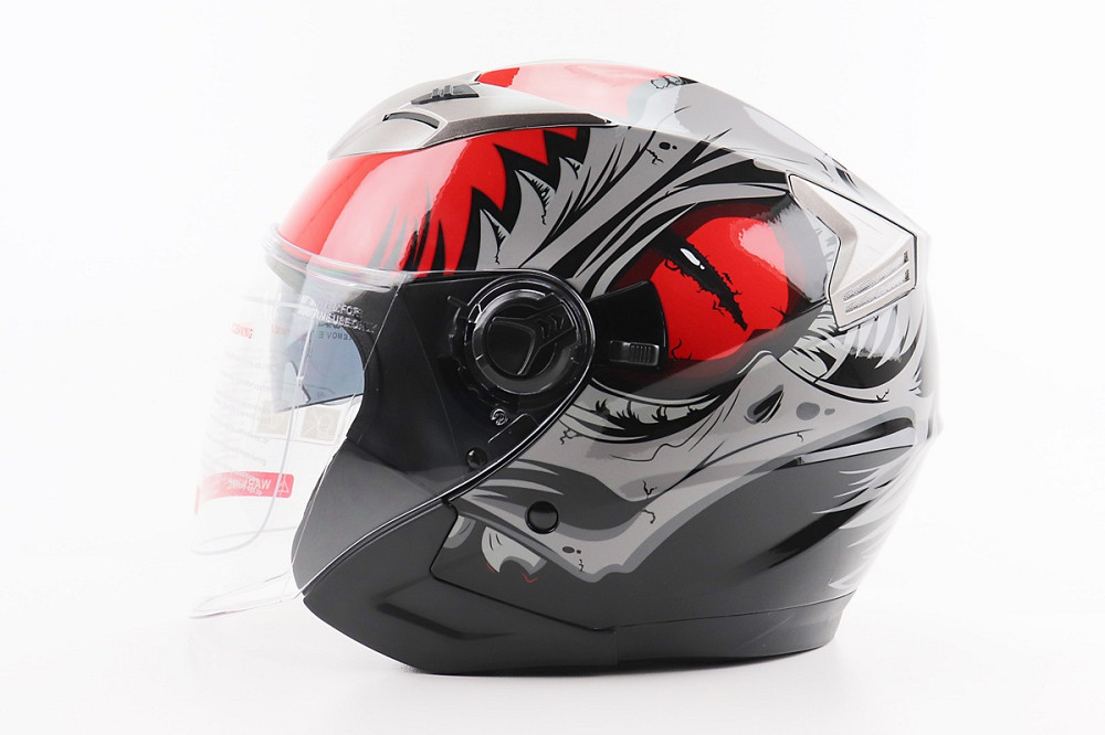 Шолом відкритий+відкидні окуляри BLD-708 S (55-56см), ЧОРНО-ЧЕРВОНИЙ "Raptor" Киев - изображение 3