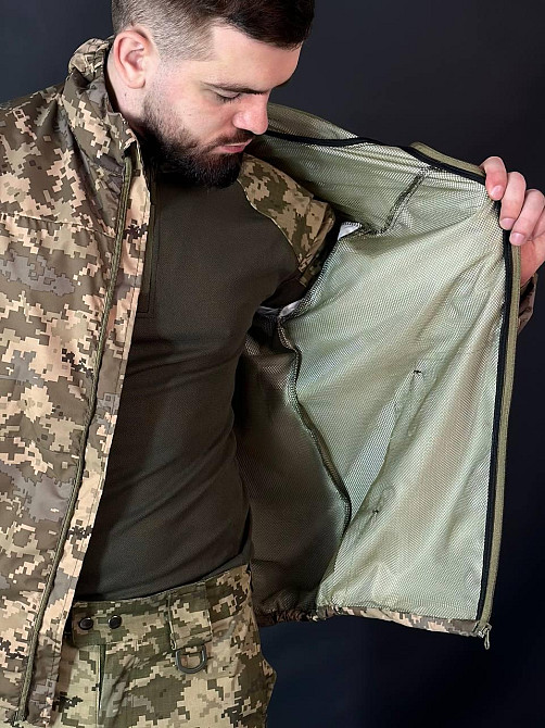 Армейская мужская тактическая мембранная куртка ветрозащитная водонепроницаемая пиксельная куртка WAR Львов - изображение 9