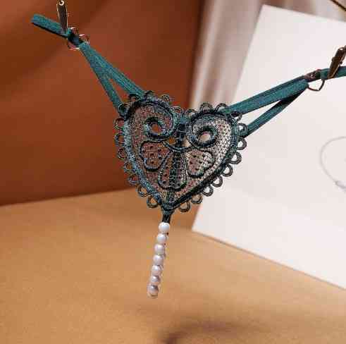 Еротичні стрінги з намистинами універсальний зелений Київ