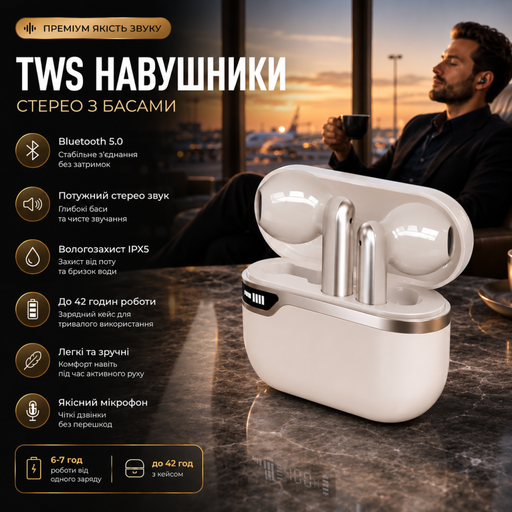 Беспроводные TWS наушники D28 Bluetooth 5.0, внутриканальные игровые наушники с активным шумоподавлением, влагозащита IPX5 Киев - изображение 9