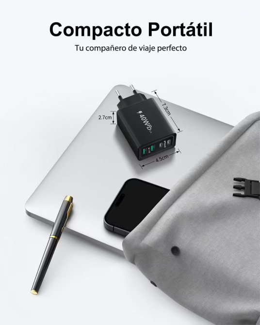 Адаптер живлення 2 в 1 Type C2 + USB2 40W Луцьк - фото 3