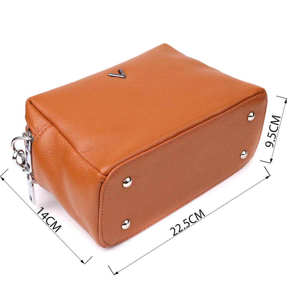 Жіноча сумка з натуральної шкіри з подвійним внутрішнім простором Vintage 22921 Рудий Київ - фото 3