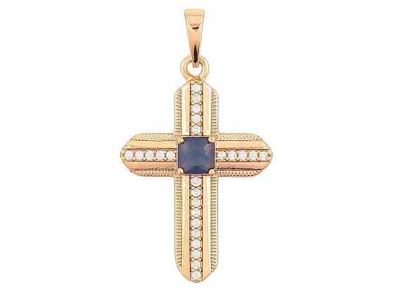 Кулон Позолота 18K Крест с цирконом и синим кристаллом для цепочки 271479 ТМ XUPING Киев