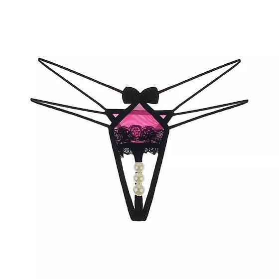 Трусики з перлами 40-44 чорно-малиновий Київ